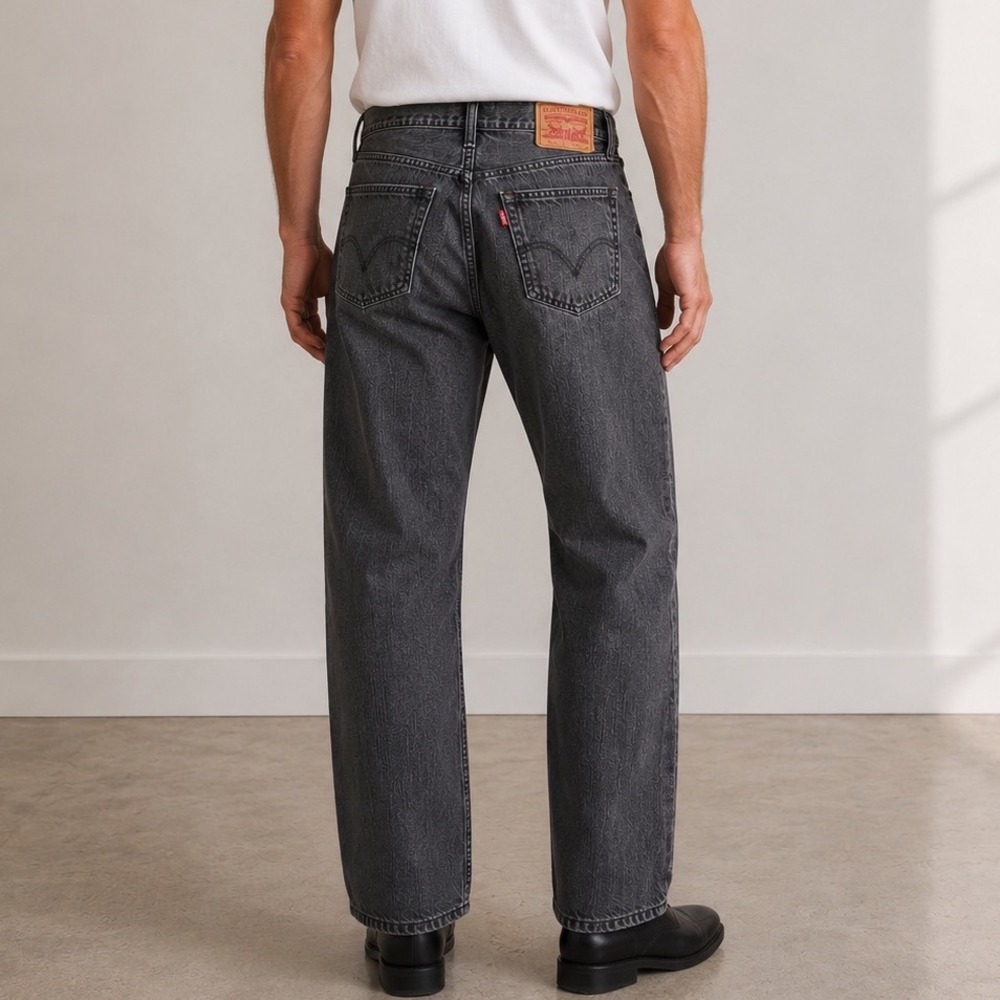 Levis 505 Straight Fit Jeans Mens 32x32 Faded Black Denim Pants 100% Cotton